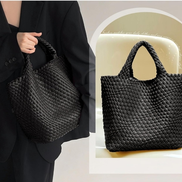*NEW* Vegan Leather Handmade Woven Tote - Picture 2 of 7